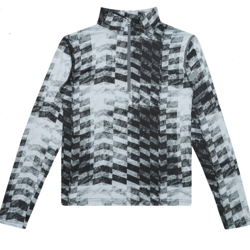 About Obermeyer Grey Coat of Arms Wildcat Sport 75 Weight Base Layer Top - UPF 5